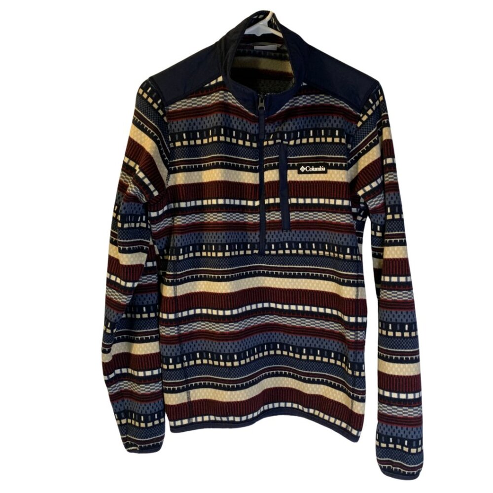 Columbia Men's Sweater Weather Fleece 1/2 Zip Size S Striped Pullover Gorpcore